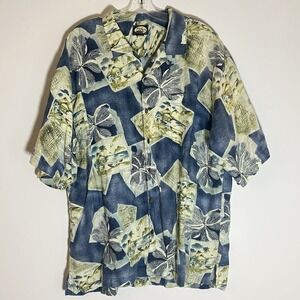 Tommy Bahama Shirt Mens XL Blue 100% Linen Classic Comfort Summer Beach Tropical